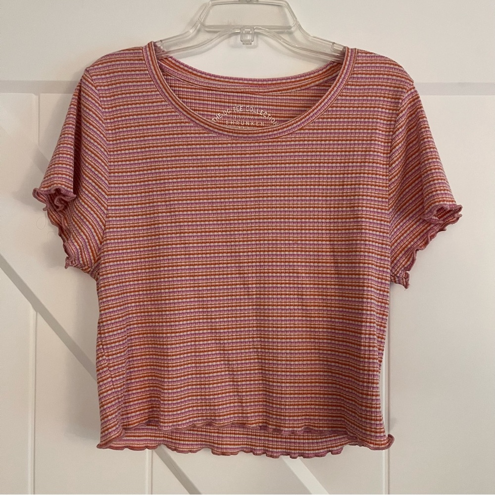 Aeropostale Striped Cropped Shruken Tee